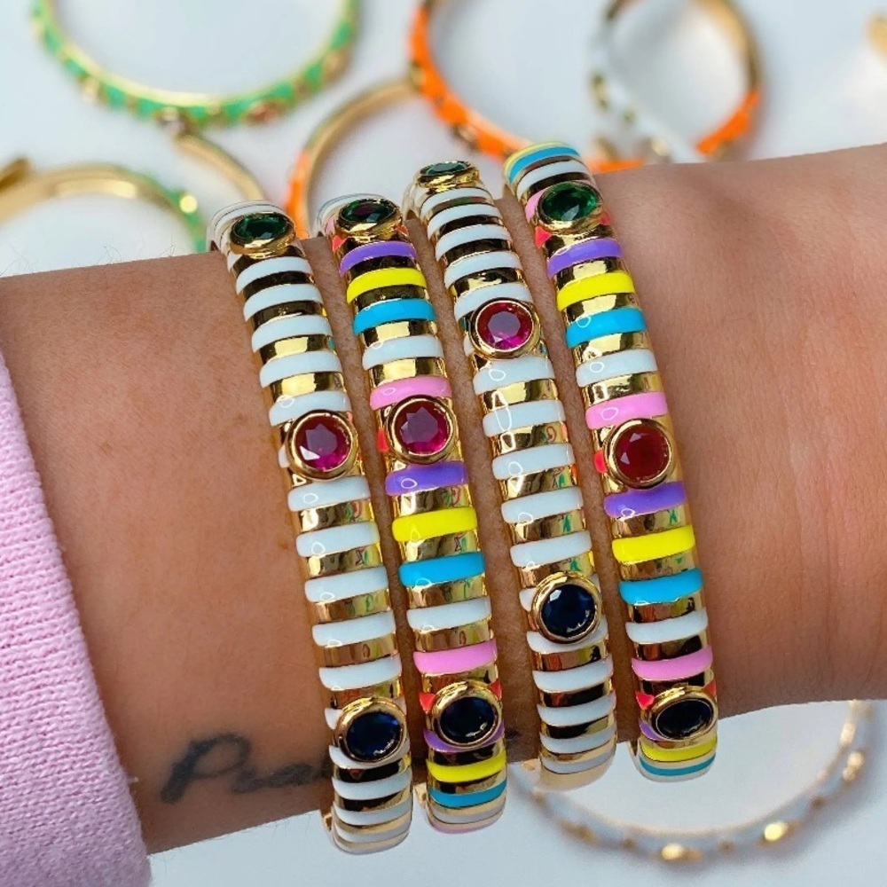 Taylor Shaye Rainbow Tasha Striped Enamel Bangle - Picture 3 of 3